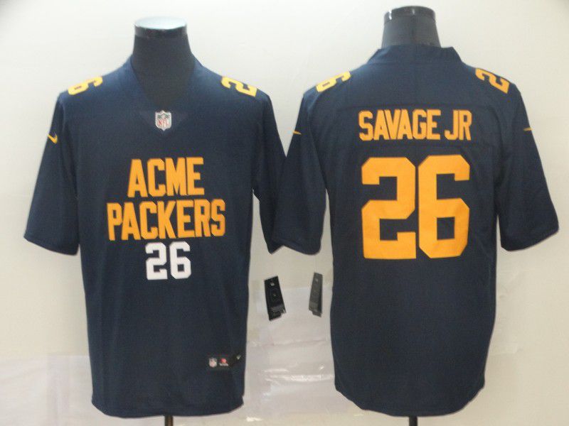 Men Green Bay Packers #26 Savage jr Blue Nike Limited city edition NFL Jersey->green bay packers->NFL Jersey